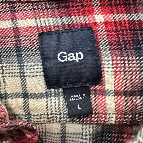 GAP Red & Navy Plaid Flannel Button-Down Shirt Men’s Large - Picture 6 of 14